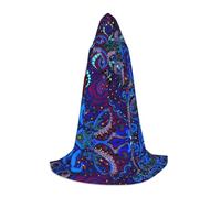 LGHHGY S Unisex Adult Halloween Hooded Cape - Blue Octopus Full Print Costume for Parties, Carnivals, Comic Exhibitions
