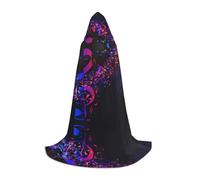 LGHHGY S Unisex Adult Halloween Hooded Cape - Colorful Galaxy Music Note Full Print Costume for Parties, Carnivals, Comic Exhibitions