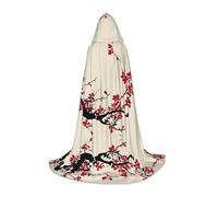LGHHGY S Unisex Adult Halloween Hooded Cape - Japanese Floral Cherry Blossom Full Print Costume for Parties, Carnivals, Comic Exhibitions