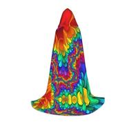 LGHHGY S Unisex Adult Halloween Hooded Cape - Rainbow Tie Dye-Red Full Print Costume for Parties, Carnivals, Comic Exhibitions