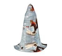LGHHGY S Unisex Adult Halloween Hooded Cape - Water Skiing fox Squirrel Full Print Costume for Parties, Carnivals, Comic Exhibitions