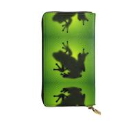 LGHHGY Slimfold Green Frog Shadow Print Leather Wallet for Women - Stylish Long Clutch Bifold Trifold Wallet with Coin Pocket