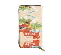 LGHHGY Slimfold Island of Cuba Print Leather Wallet for Women â€“ Stylish Long Clutch Bifold Trifold Wallet with Coin Pocket