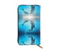 LGHHGY Slimfold Kiss Dolphin Tale Pattern Print Leather Wallet for Women â€“ Stylish Long Clutch Bifold Trifold Wallet with Coin Pocket