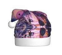 LGHHGY The Old Hollywood Print Christmas Hat for Adults – Holiday Festive Headwear, Comfort Xmas New Year Santa Favors Hats