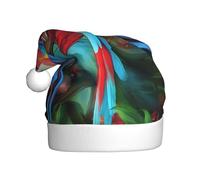 LGHHGY Two Colored Parrots Print Christmas Hat for Adults â€“ Holiday Festive Headwear, Comfort Xmas New Year Santa Favors Hats