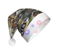 LGHHGY Unisex LED Christmas Hat - Jungle Tigers Cub Print Holiday Festive Headwear for Adults, Perfect for Parties and Everyday Wear