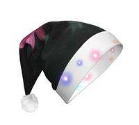 LGHHGY Unisex LED Christmas Hat - Lotus Flower Print Holiday Festive Headwear for Adults, Perfect for Parties and Everyday Wear