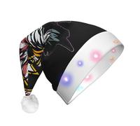 LGHHGY Unisex LED Christmas Hat - US Army Cool American Flag Eagle Print Holiday Festive Headwear for Adults, Perfect for Parties and Everyday Wear