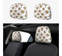 LGHHGY Universal Cookies Food Chocolate Chip Biscuits Print Car Headrest Cover Set – 2 Pcs Soft Elastic Seat Protector for Vans, SUVs, Trucks