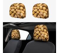 LGHHGY Universal Garden Potatoes Print Car Headrest Cover Set â€“ 2 Pcs Soft Elastic Seat Protector for Vans, SUVs, Trucks