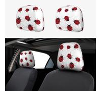 LGHHGY Universal Seven Star Ladybird Print Car Headrest Cover Set - 2 Pcs Soft Elastic Seat Protector for Vans, SUVs, Trucks