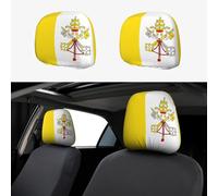 LGHHGY Universal Vatican flag Print Car Headrest Cover Set â€“ 2 Pcs Soft Elastic Seat Protector for Vans, SUVs, Trucks