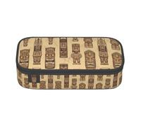 LGHHGY Vintage Aloha Tiki Pattern Print Pencil Case - Multi-Purpose Pen Organizer, Portable Stationery Bag for School, Office, and Travel