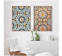 LGHLJ Canvas Wall Art Bathroom Wall Art canvas prints Moroccan Wall Art Canvas Painting Mosaic Oriental Arabic Posters pictures for bathroom walls30x40cm x2 No Frame