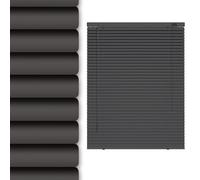 LGHSWDQ 25mm Slat Aluminum Venetian Blind for Indoor Windows, Waterproof Mini Blinds Custom Size Wide 30 60 80 90 120 150 160 cm, Cordless Rooming Darkening Horizontal Shades for Bathroom(Black)