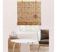 LGHSWDQ Bamboo Roman Blinds for Inside/Outside Mount, Privacy Screen Blackout shades cordless curtains, Light Filtering Reed Roller Blind 10 20 30 40 45 50 60 70 in(W90cm x H130cm)