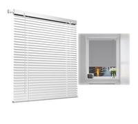LGHSWDQ No Drill No Tool Horizontal Venetian Blinds, 25mm Blackout Privacy Aluminum Mini Blind 30 45 60 80 100 120 140 150 160 170 cm, Cordless Waterproof Window Shades for Bathroom(Grey)