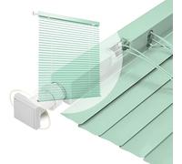 LGHSWDQ No Tools No Drill 25mm Aluminum Venetian Blind, Waterproof Mini Blinds Custom Size 30 60 90 130 150 170 180 190 200 215 cm, Blackout Privacy Horizontal Window Shades for Indoor(Light Green)