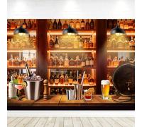 LGhtyro Western Bar Backdrop 7Wx5H Wine Shelf Whisky Beer Drinks Alcohol Bottles Pub Saloon Counter Polyester Fabric Photography Background Decoration for Men Women Fabric Photo Shoot Studio Props