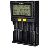 LGIDTECH C4 MiBOXER 18650 Battery Charger 4 Slot With Car Charging Port,LCD Display for AA AAA C 26650 16340 18500 18350 17670 RCR123 Li-ion/IMR/INR/ICR/Ni-MH/Ni-Cd/LiFePO4 Rechargeable Batteries