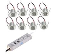 LGJEGD 12V DC Recessed Mini Spotlights 1W Ceiling Spotlight, for Displays Dimmable 25mm IP65 Anti glare small tube light (Neutral white 4000k)