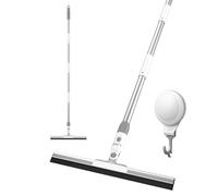 LGJJ Squeegee Broom for Floor, 14" Rubber Squeegee with 51" Aluminum Alloy Pole for Bathroom Tile, Garage Concrete, Deck, Shower Glass, Window Cleaning, Squeegee Broom for Household Floor