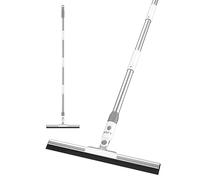 LGJJ Squeegee Broom for Floor, 17" Rubber Squeegee with 51" Aluminum Alloy Pole for Bathroom Tile, Garage Concrete, Deck, Shower Glass, Window Cleaning, Squeegee Broom for Household Floor