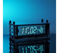 LGL Studio | Vacuum Fluorescent Display VFD Clock, Minimalist Desktop Clock, Supports NTP Auto Sync, 12/24H Format, Perfect for Tech Geeks, VCK-0658-A White Base Version