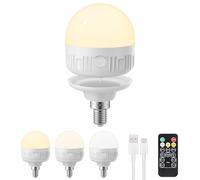 LGMCF Rechargeable Light Bulb, E14 Dimmable Light Bulb with Magnetic Base Detachable, 3 Color 8W Portable Battery Operated Bulbs with Remote Control & Timer for Non Hardwired Lamps, Emergency, 1 Pack