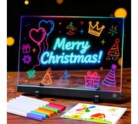 LgowithU LED Drawing Board, 35 x 26 cm Luminous Message Board, LED Notice Board, Wipe Clean, Acrylic Writing Board, 4 Lighting Modes, Creative Gift for Children