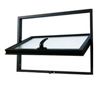 LGPYY Black Aluminium Pivot Window, Frosted Privacy Glass Slim Frame Window for Modern Basement Office & Studio, Safety Glass Vent, Bespoke Flush Mount Replacement(100x60 cm)