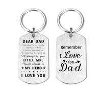 LGQDYMZ Best Dad Birthday Keyring Keychain Gifts from Daughter - I'll Always Be Your Little Girl, You'll Always Be My Hero - I Love You Daddy Key Rings Presents