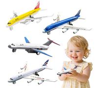 LGQHCE Aeroplane Toys, 4pcs Airplane Toys, Alloy Pull Back Toy Airplanes, Model Planes, Plane Toy for Kids Birthday Party Favors Accessories and Educational Gifts Ages 3-12