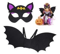 LGQHCE Bat Costume for Kids, Halloween Cosplay Bat Wings Costume Accessory, Black Bats Wing and Eyemask, for 6-15 Years Children Halloween Vampire Themed Party Costumes Cosplay Pretend Play