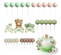 LGQHCE Bear Cake Topper, Bears Train Cake Decoration, Ball Cake Toppers, DIY Cakes Decorations for Boy Girl Birthday Party Baby Shower Party Supplies 28pcs
