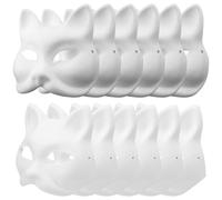 LGQHCE Cat Masks to Decorate, Half Face Mask - 12 PCS, Cat and Fox Mask, Pure White Paper DIY Blank Fox Hand-Paintable Anime Half Face Masks for Masquerade Carnival Cosplay Halloween