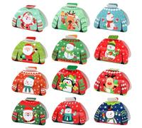 LGQHCE Christmas Treat Boxes, 24 Pieces Christmas Cookie Boxes, 3D Xmas House Cardboard Box Goodie Gift Boxes with Handle for Cookies, Candies, Truffles and Fudges, for Gift Giving