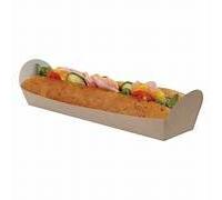 LGT 50Pk Kraft Disposable Cardboard Takeaway BBQ Festival Food Holders Tray Cone Scoop Box Hot Dog Pizza Burger Chips Fries Fish Crepe Sandwich Cake Baguette (Baguette Trays: 50)