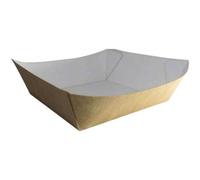 LGT 50Pk Kraft Disposable Cardboard Takeaway BBQ Festival Food Holders Tray Cone Scoop Box Hot Dog Pizza Burger Chips Fries Fish Crepe Sandwich Cake Baguette (5" Burger Trays: 50)
