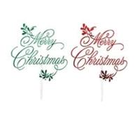 LGT Christmas Cake Topper Sets. 11 Unique Designs to Choose From. Cake Decorations, Motto, Lay Ons. ((J) 1 x Red Mistletoe + 1 x Green Mistletoe)