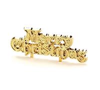 LGT Christmas Cake Topper Sets. 12 Unique Designs to Choose From. Cake Decorations, Motto, Lay Ons. ((L) 3 x Gold Merry Christmas)