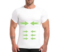 Lgtfy 4D Mens Compression Shirt Short Sleeve, Gynecomastia Tummy Control Back Support Undershirt, Slimming Vest, White, XL