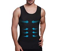 Lgtfy Mens Slimming Body Shaper Vest, Chest Abdomen Compression Tank Top, Belly Hiding Undershirts - Change in Seconds, Black, XL