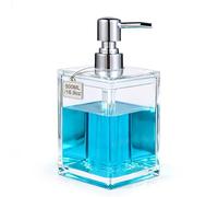 LGURT Clear Acrylic Soap Dispenser, 500ml Hand Soap Pump | Square Refillable Bottle, 7.28" Tall. Hand Soap & Lotion for Bathroom Vanity & Kitchen Countertop. Clear Body, Easy Refill