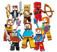 LGUZAKO 8pcs Minecraft Cake Toppers Cake Decorations, 3D Happy Birthday Topper for NTN Game Cupcake Toppers Happy Birthday Cake Decorations for Kids