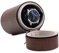 LGWG Portable Automatic Watch Winder Box,Mechanical Single Watch Winder Box in Leather with Quiet Motor Classic Watch Winder Table Storage Case for Christmas New Year Gift-Brown