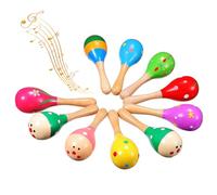 LGWJHCY 10Pcs Wooden Maracas Sand Hammer Hand Hold Percussion Wood Maracas Rattles Shaker for Kids Shaker Musical Instruments Educational Learning Toys Random Color