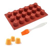 LGWJHCY 18 Cavities Mini Cannelé Silicone Mould, Diameter 3.5 mm, Non-Stick Cannelé Silicone Mould, Caneles Moulds for Chocolate, Jelly, Pudding (with 1 Brush)