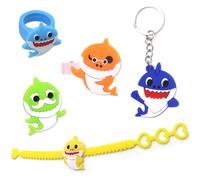 LGWJHCY 25 pieces shark key ring bracelet rings, hair clip brooch set, cute shark pendant, birthday party supplies, gift for boys girls children